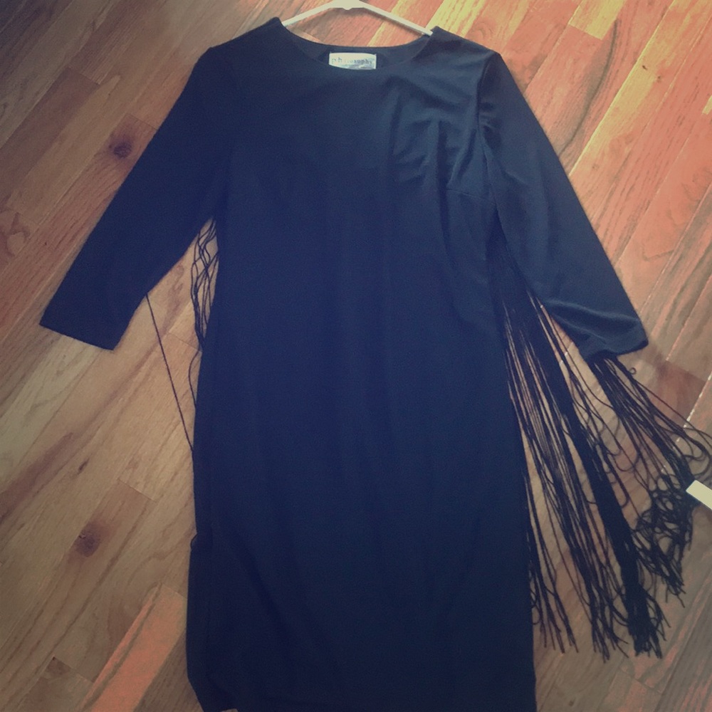 Philosophy Black Dress with Fringe